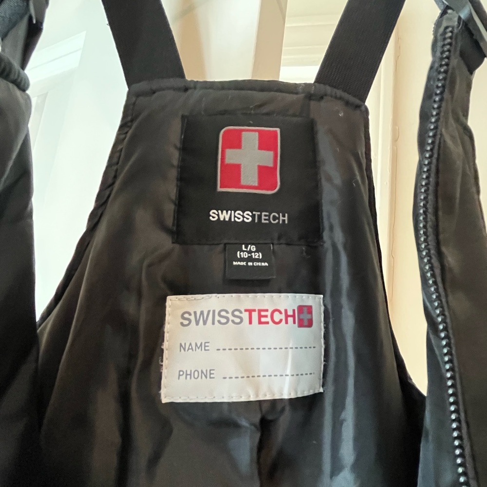 SwissTech Black Snow Bib Overalls Youth 10 - 12